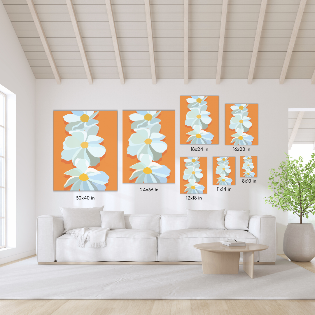 Bright Orange Floral Canvas Print
