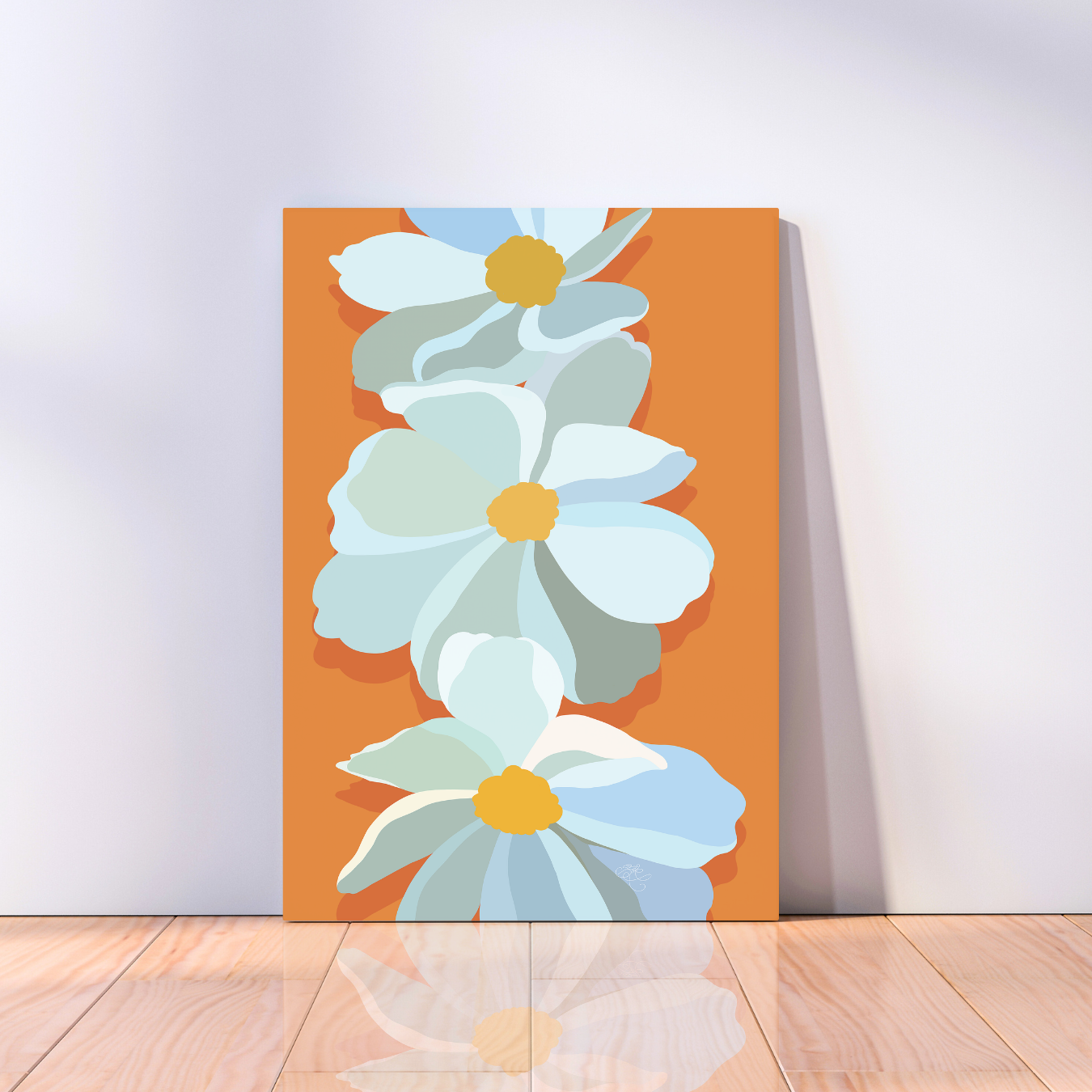 Bright Orange Floral Canvas Print