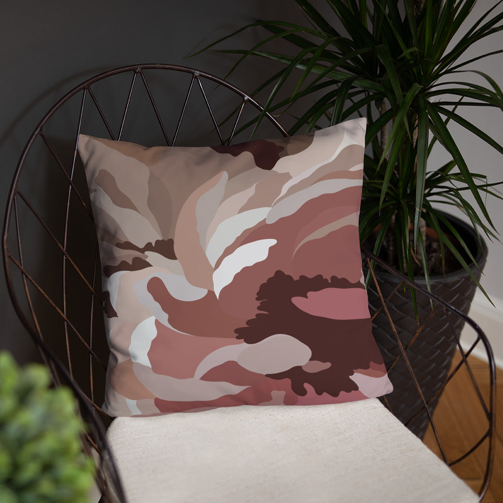 Neutral Floral Print Throw Pillow
