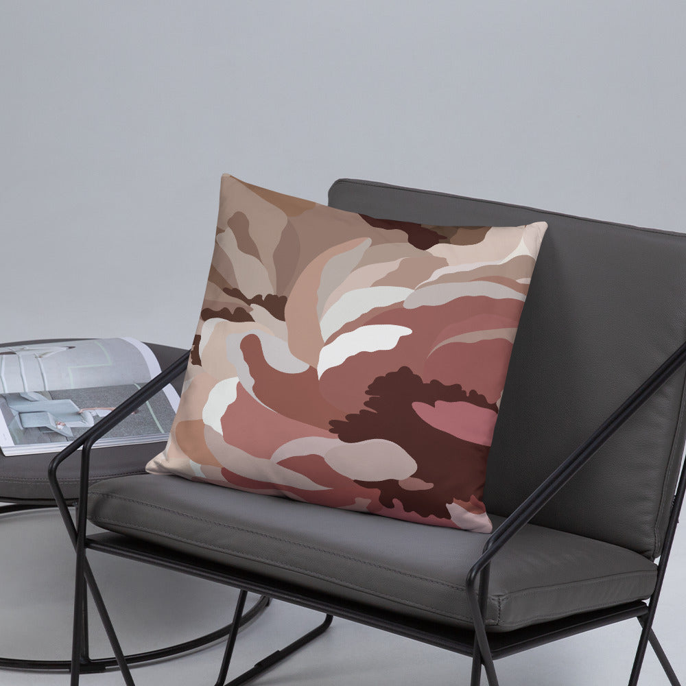 Neutral Floral Print Throw Pillow
