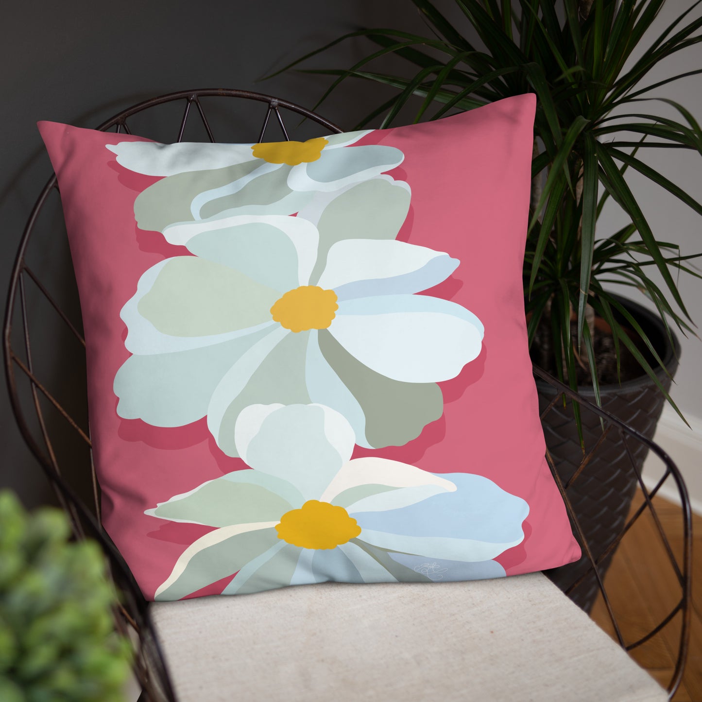 Bright Floral Print Pillow