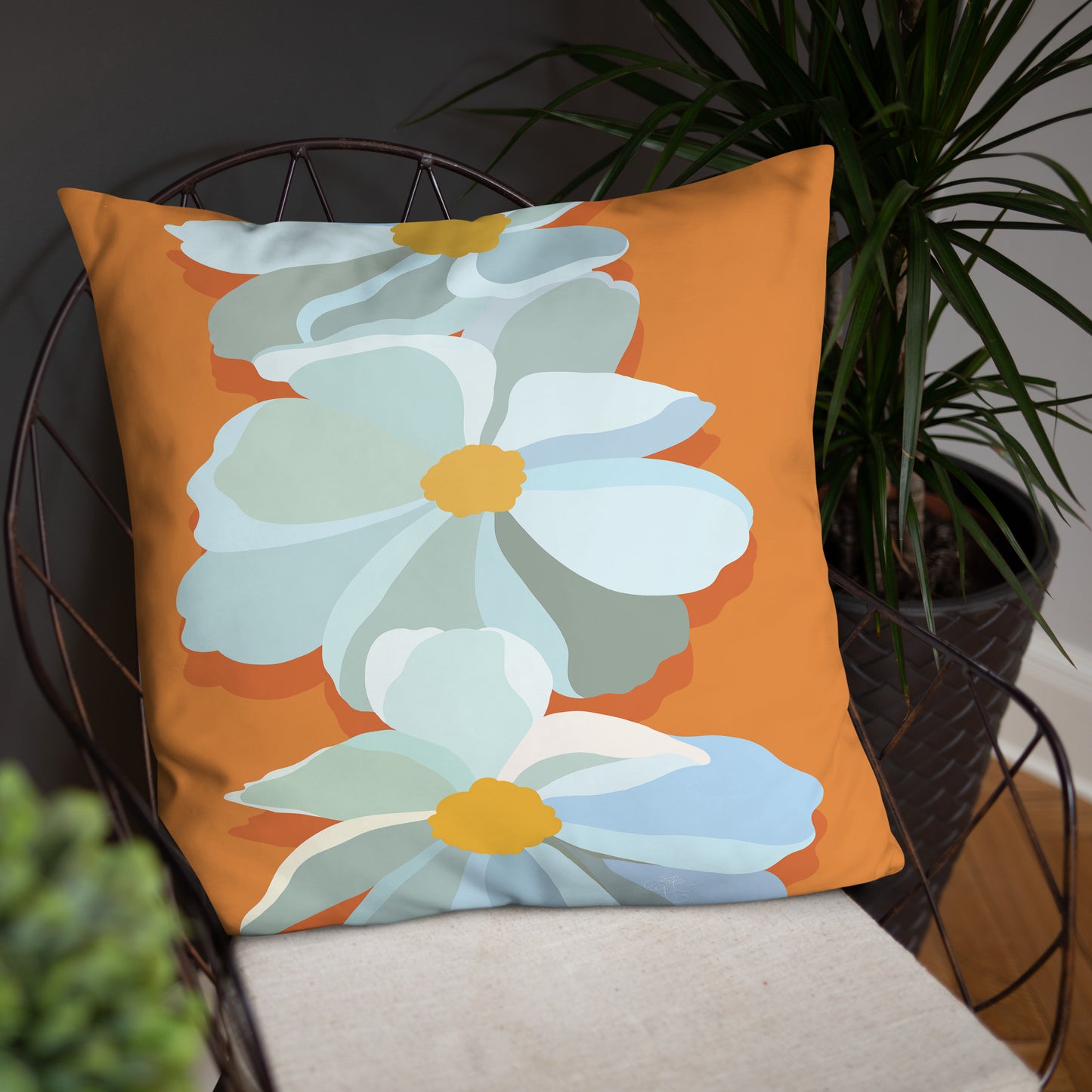 Bright Floral Print Pillow