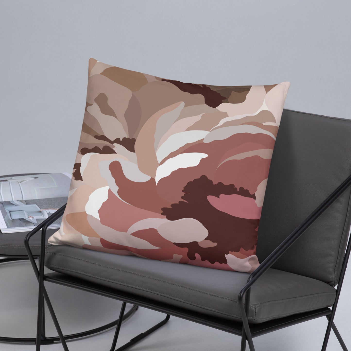 Neutral Floral Print Throw Pillow
