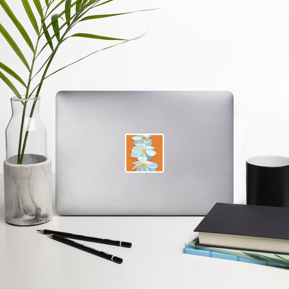 Bright Orange Floral Sticker
