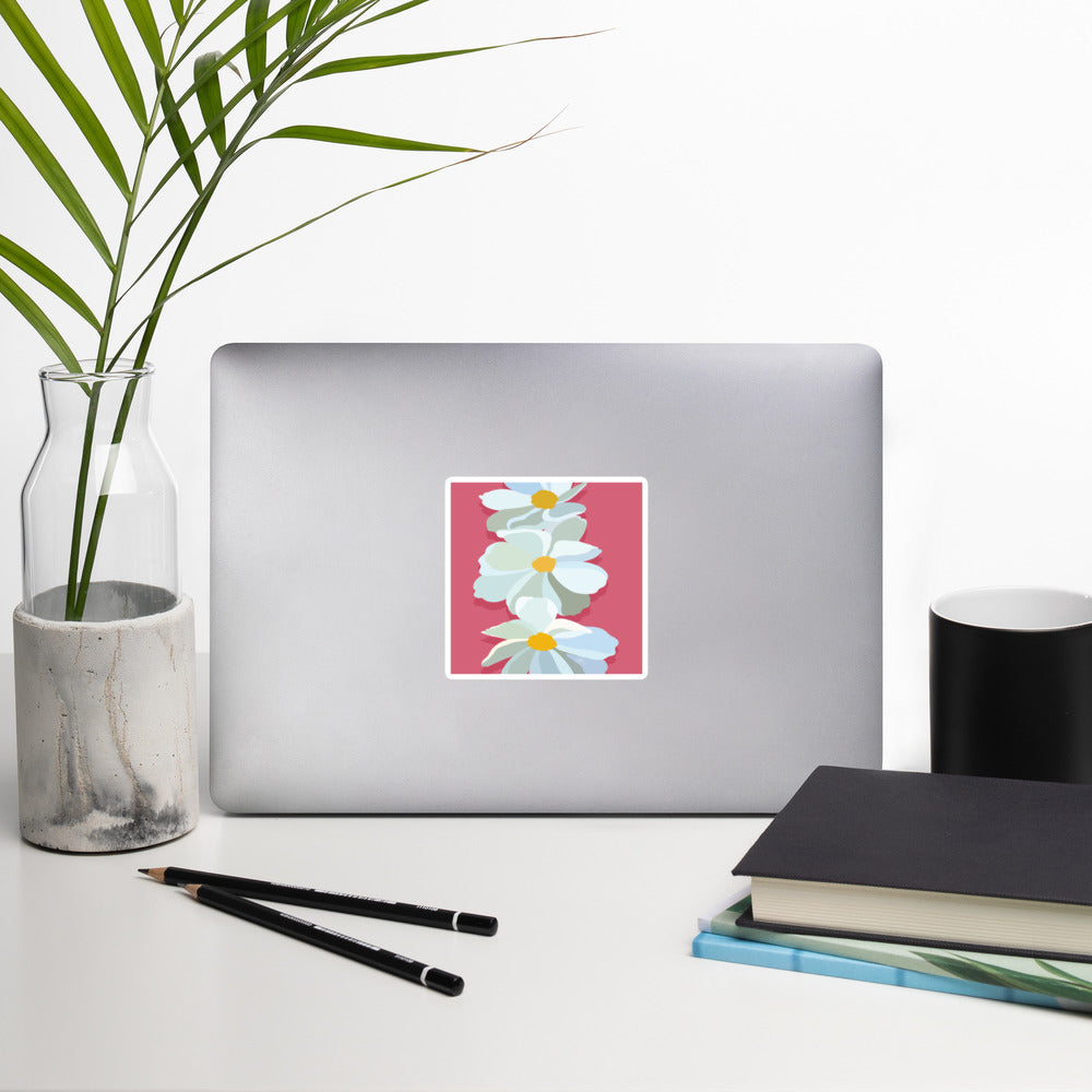 Bright Pink Floral Print Sticker