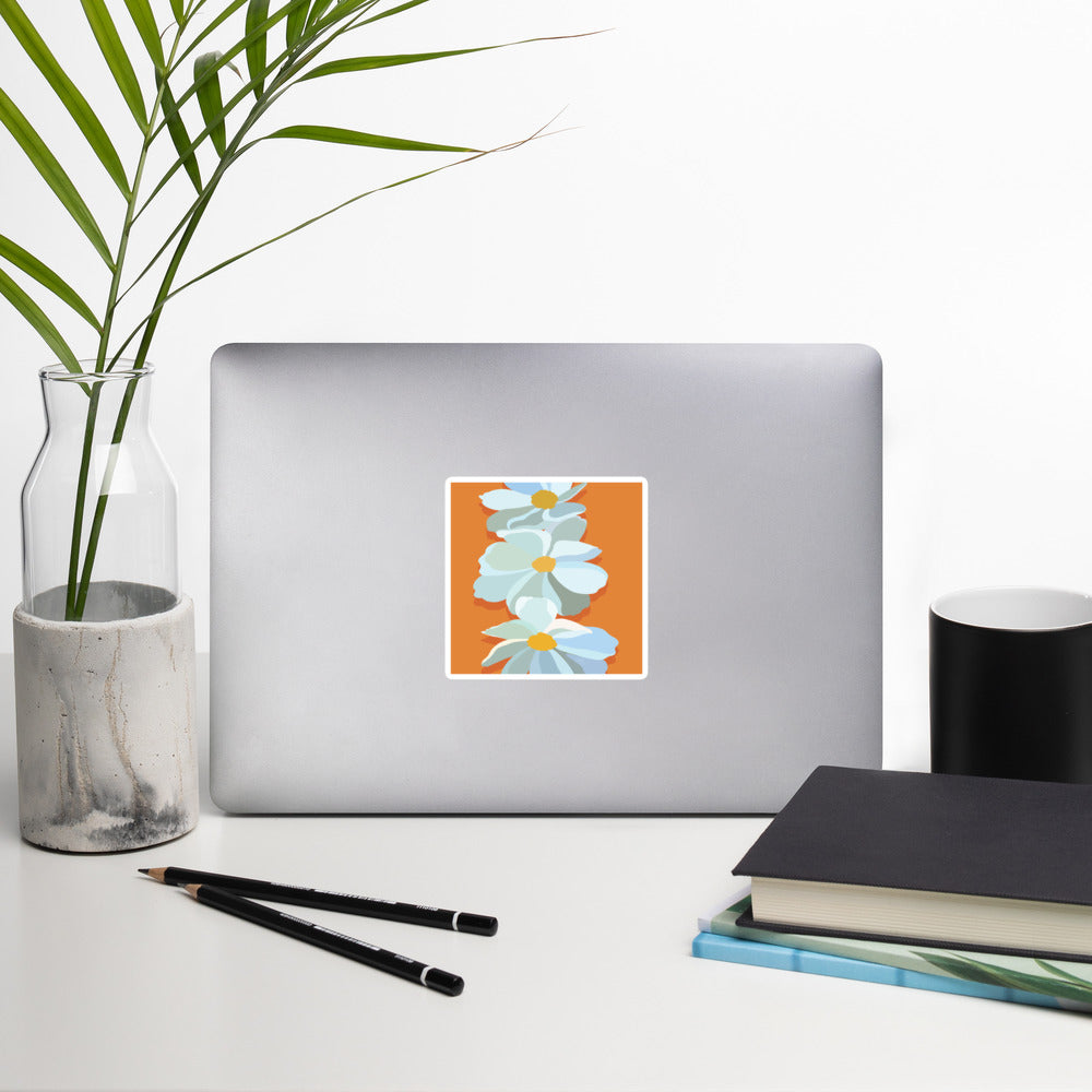 Bright Orange Floral Sticker