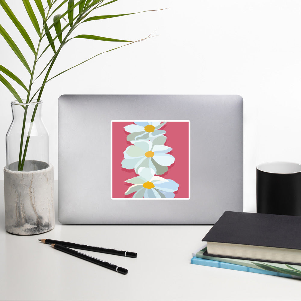 Bright Pink Floral Print Sticker
