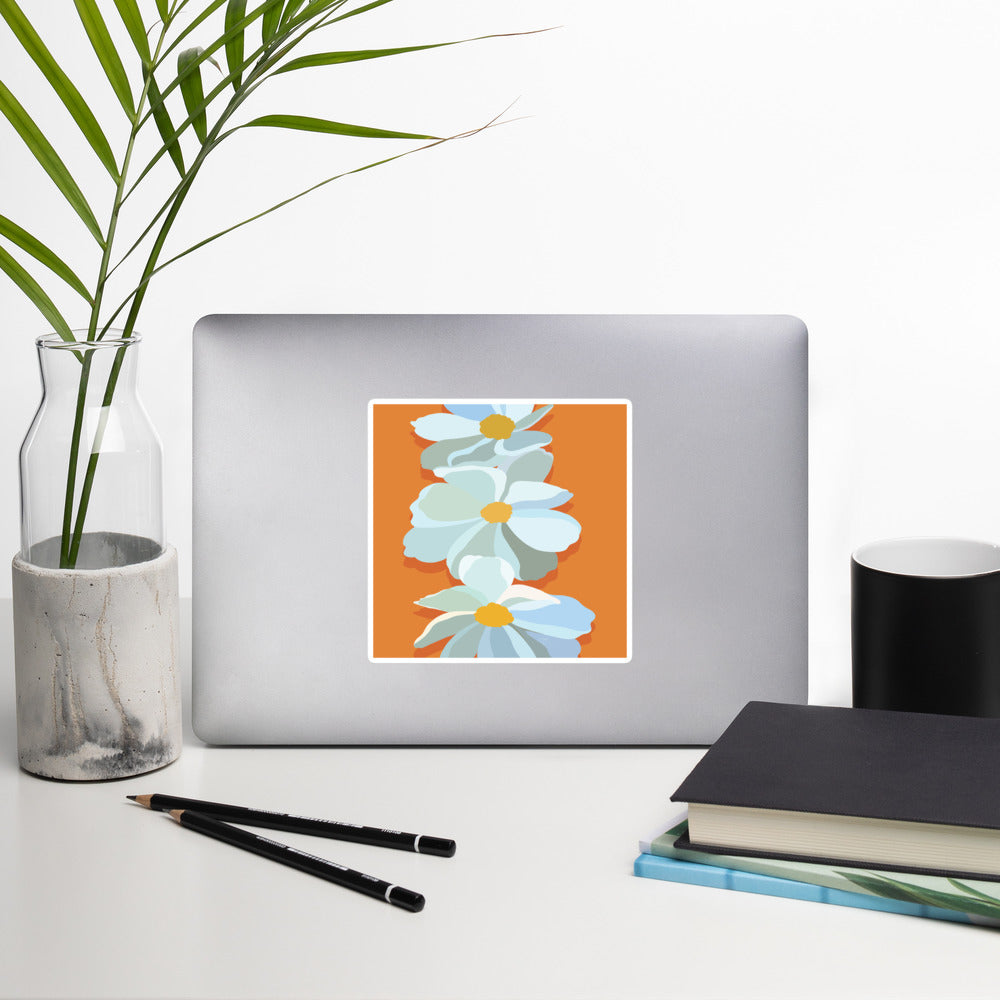Bright Orange Floral Sticker