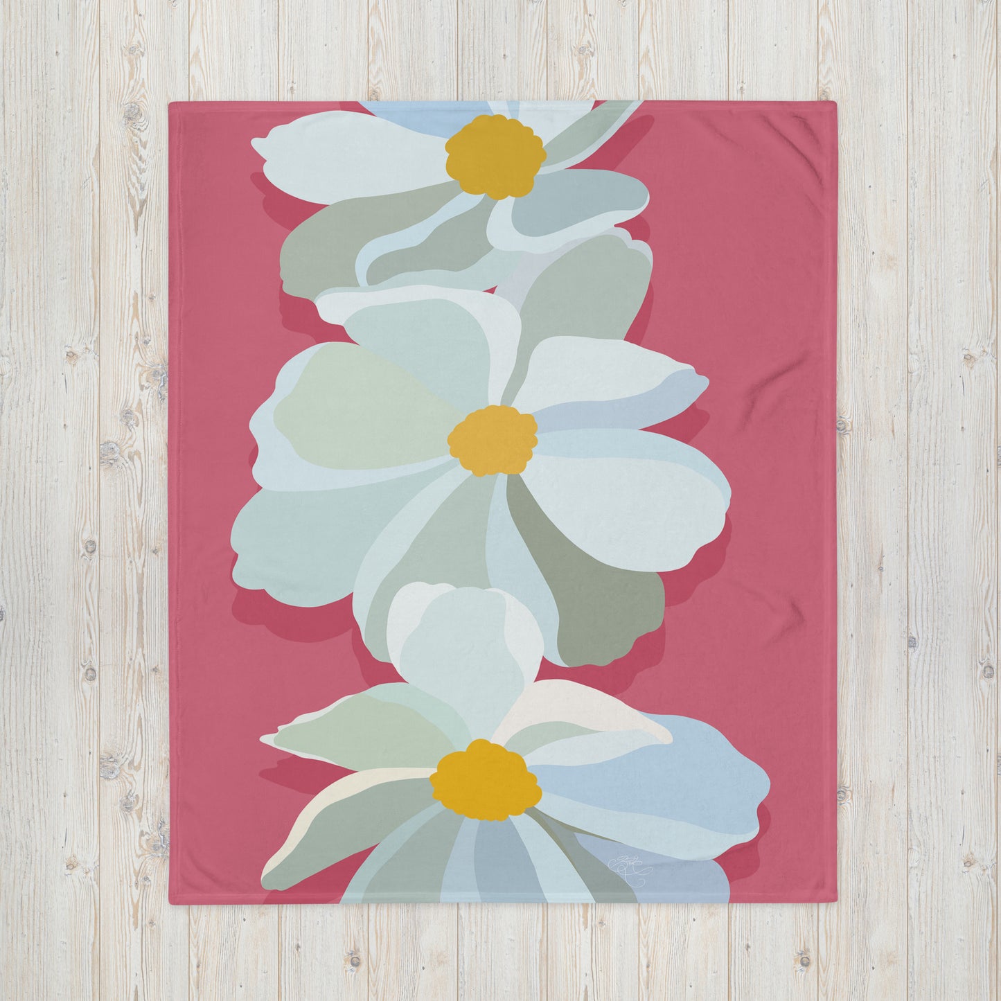 Bright Floral Print Throw Blanket