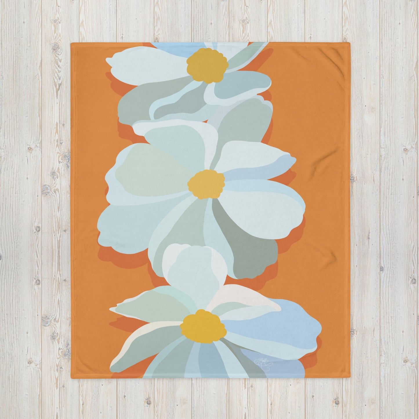 Bright Floral Print Throw Blanket