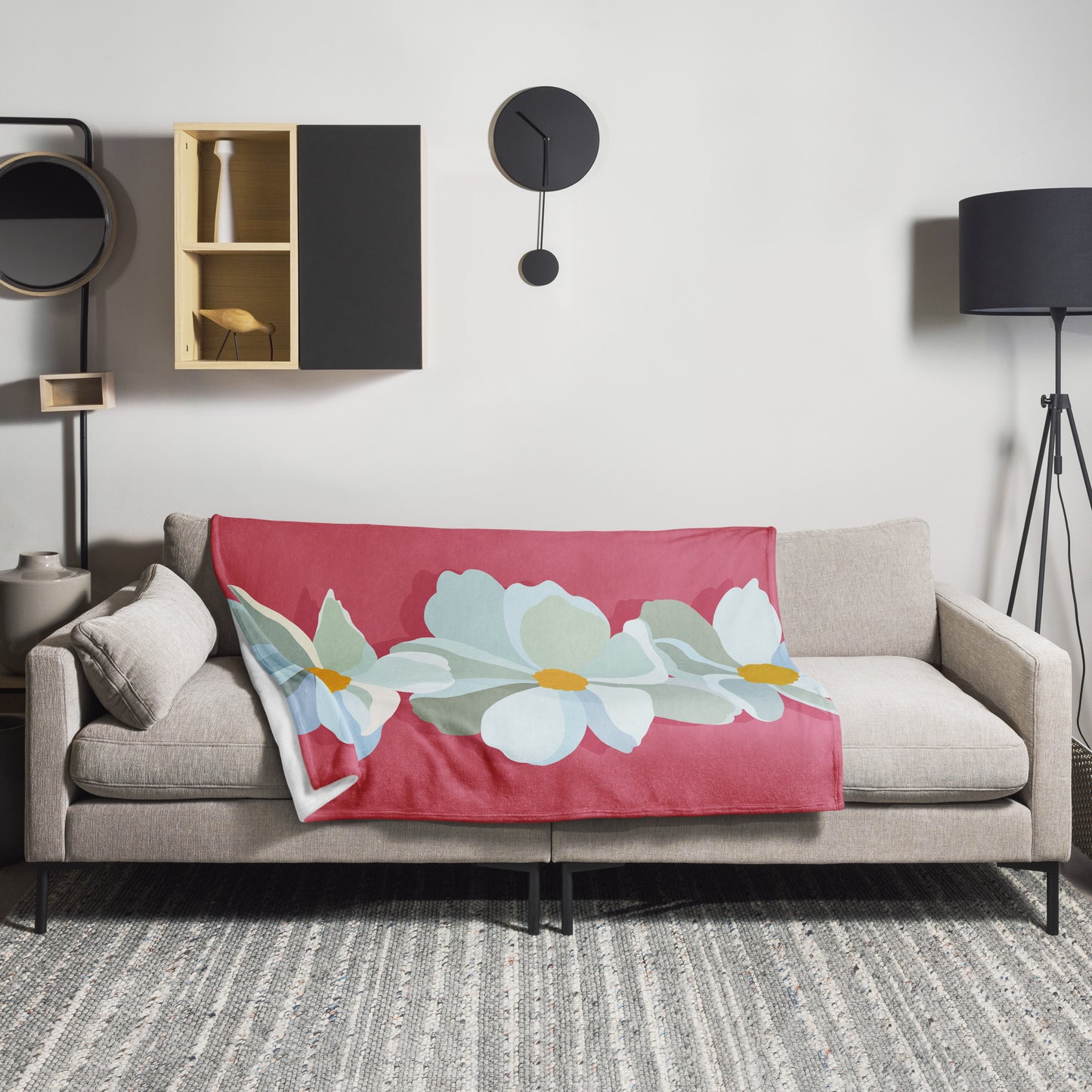 Bright Floral Print Throw Blanket