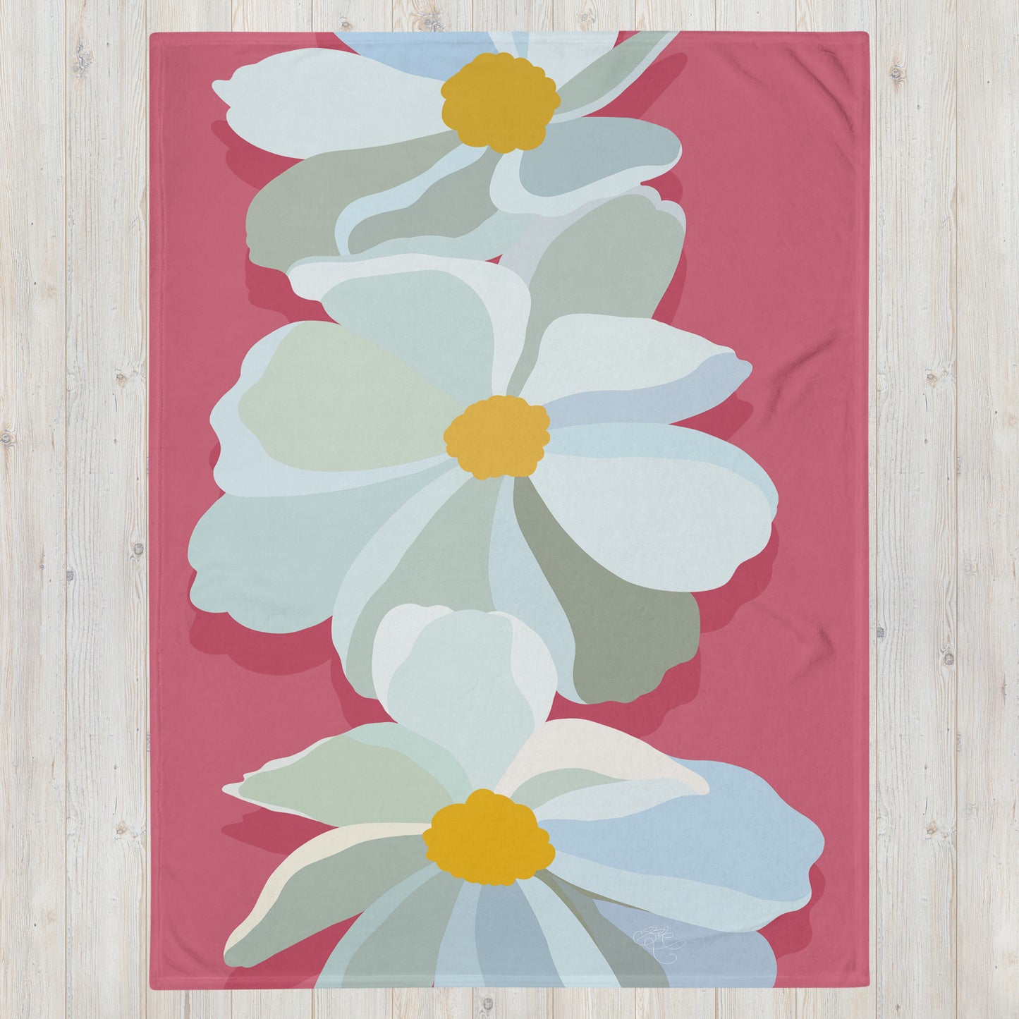 Bright Floral Print Throw Blanket