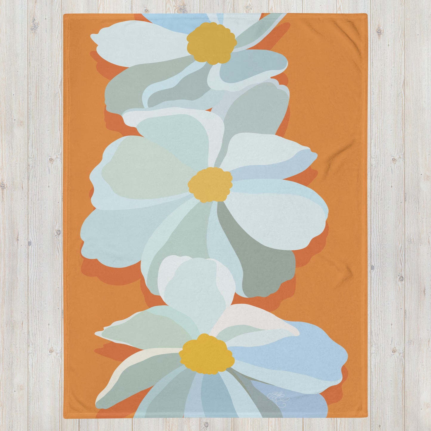 Bright Floral Print Throw Blanket