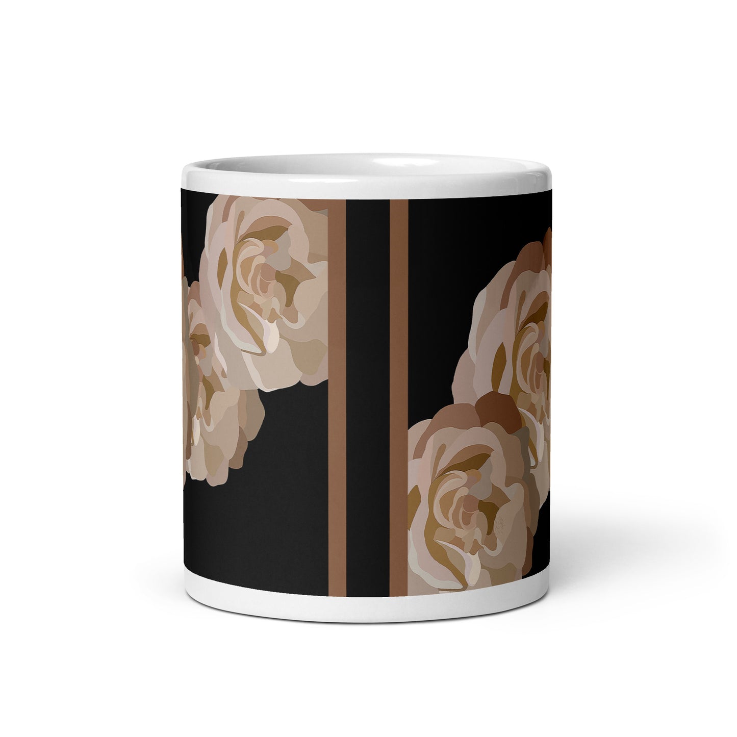 Neutral and Black Floral Mug