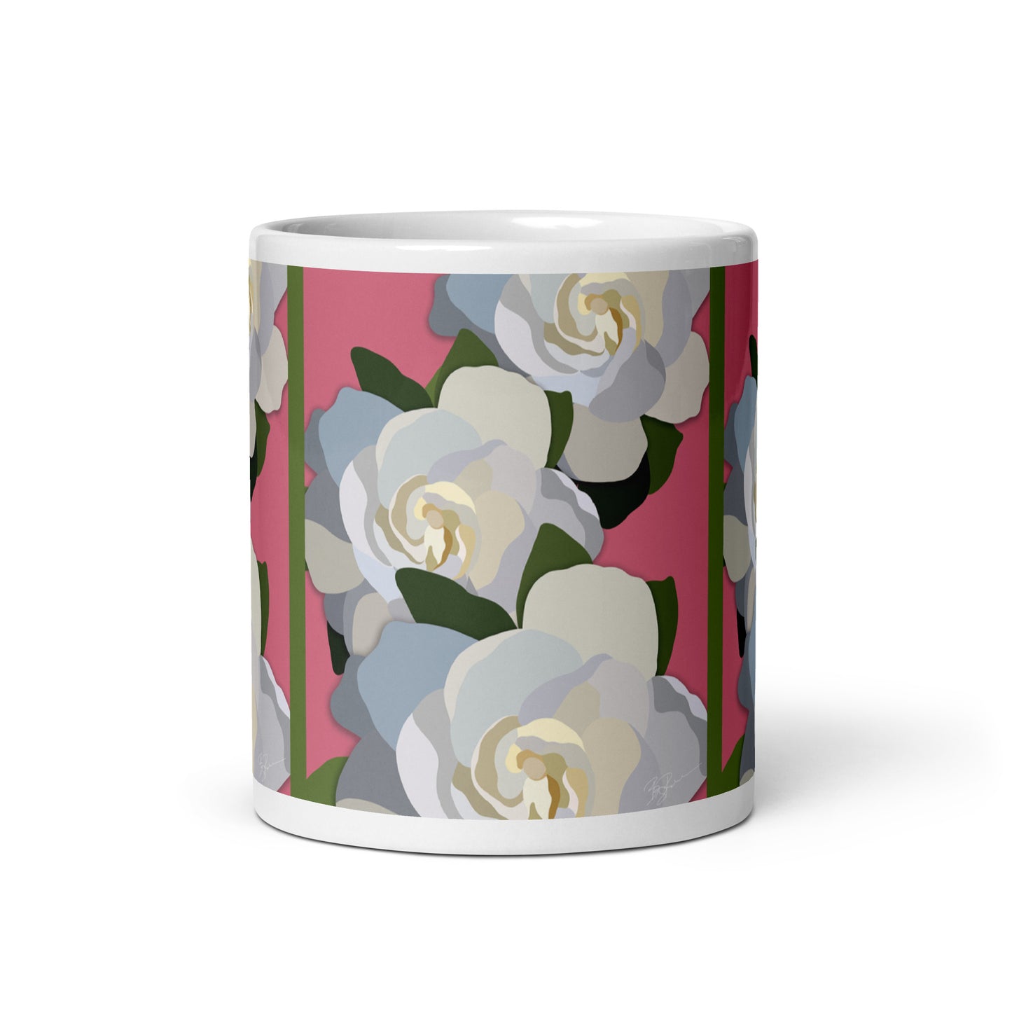 White Flowers with Pink Mug