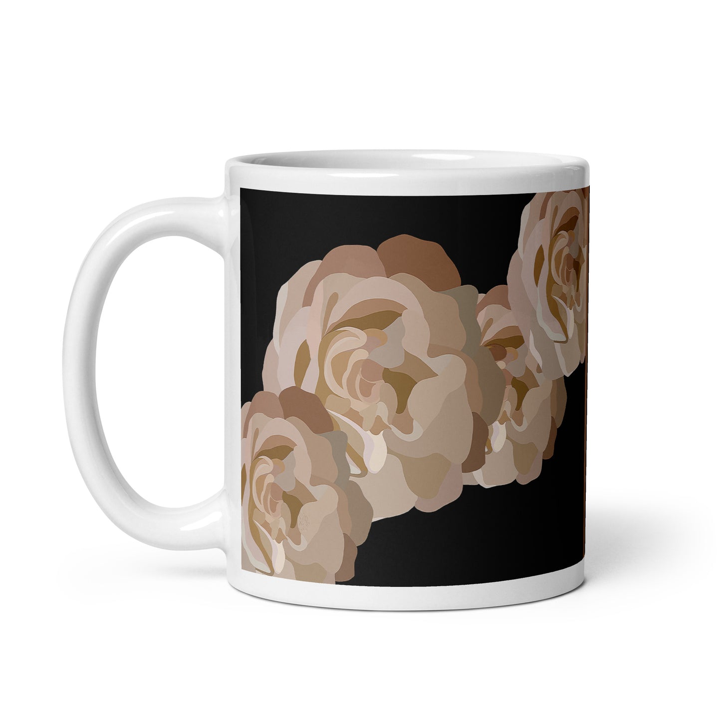 Neutral and Black Floral Mug