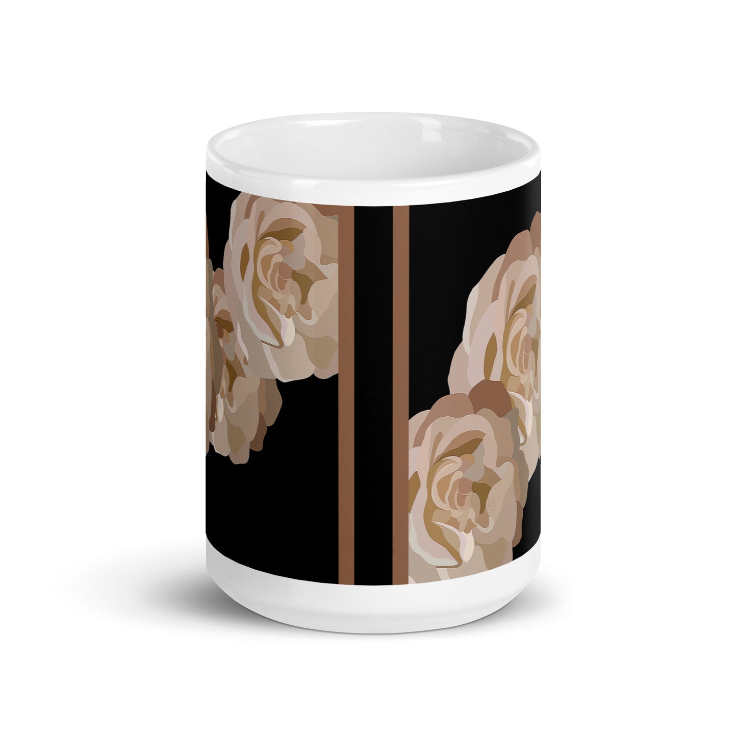 Neutral and Black Floral Mug