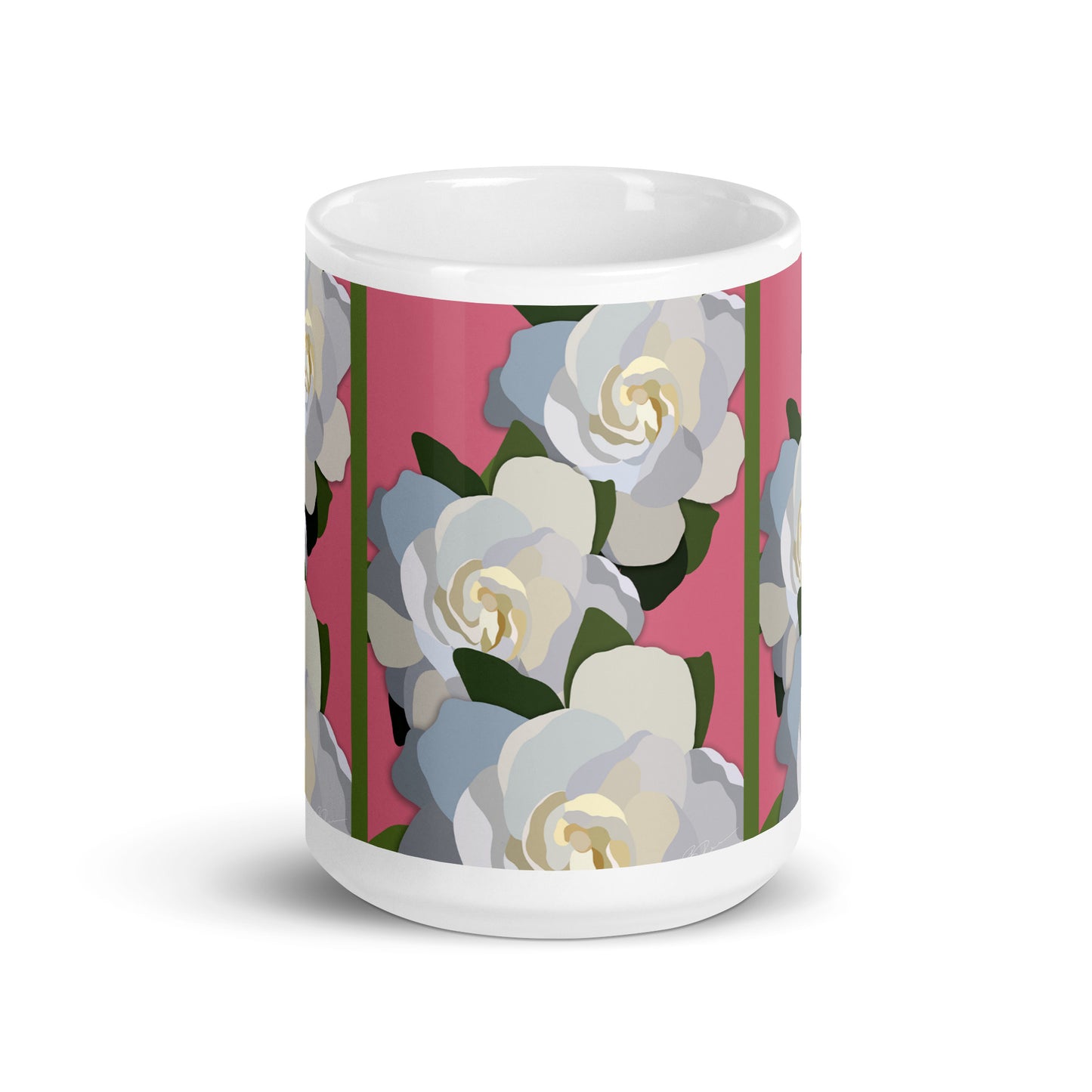 White Flowers with Pink Mug