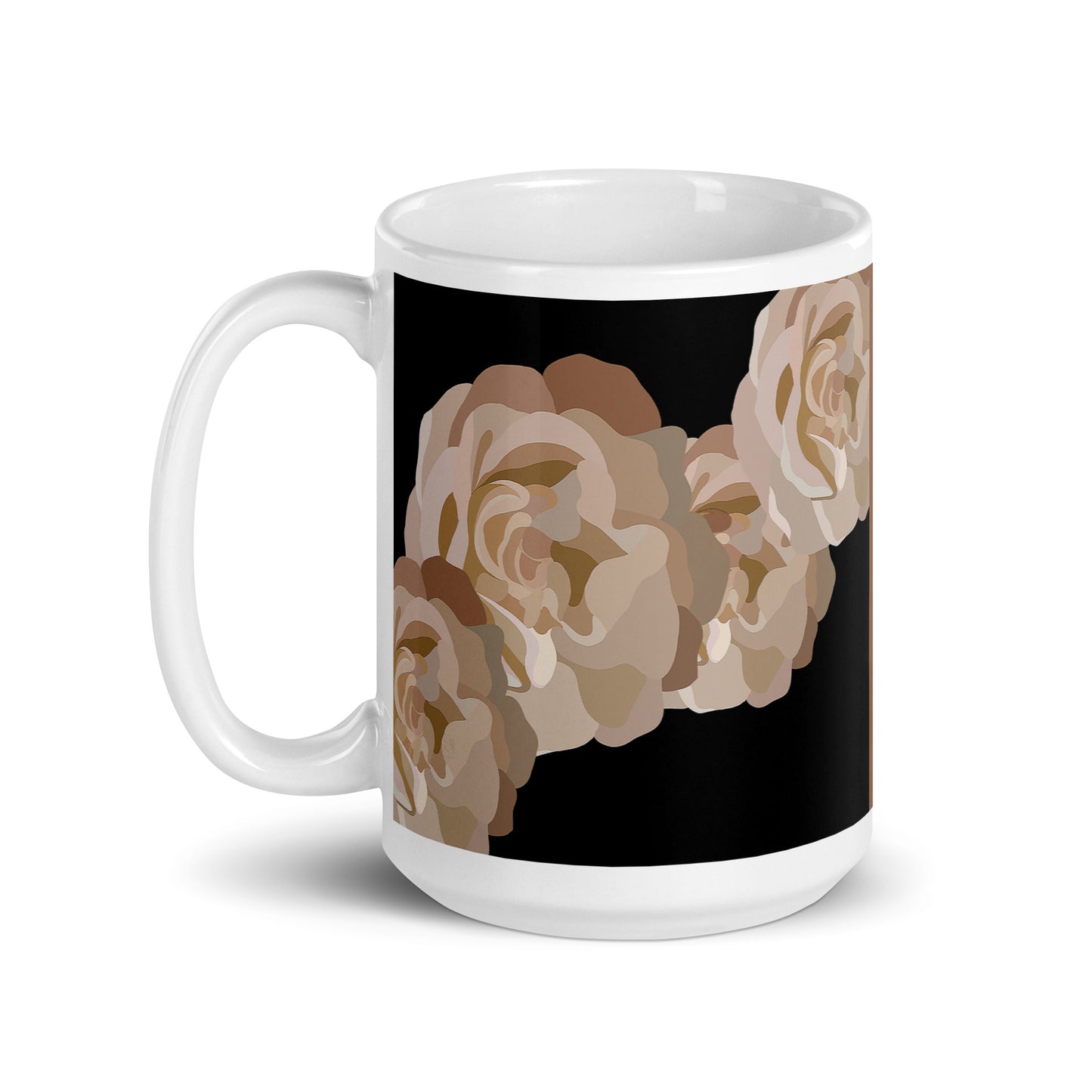 Neutral and Black Floral Mug