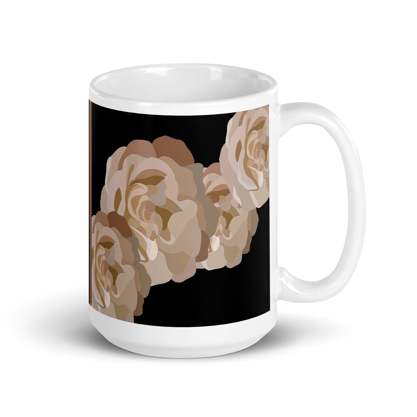 Neutral and Black Floral Mug