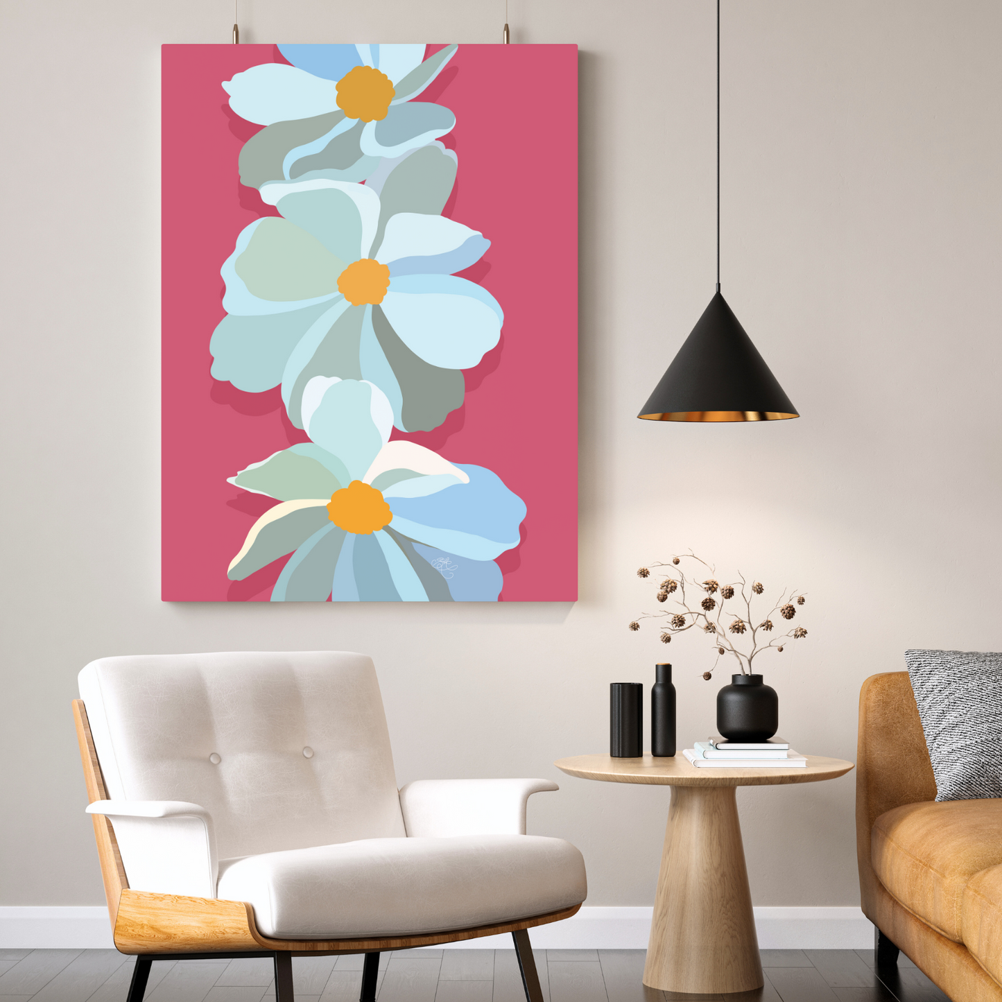 Bright Pink Floral Canvas Print