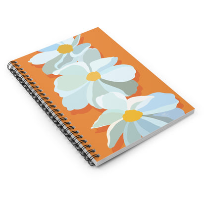 Bright Orange Floral Print Spiral Notebook