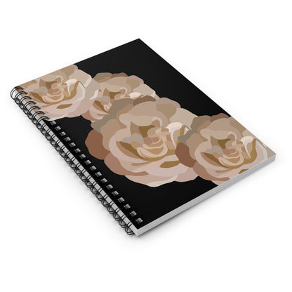 Neutral and Black Floral Print Spiral Notebook