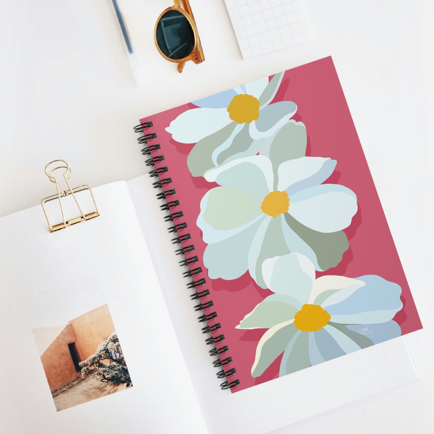 Bright Pink Floral Spiral Notebook