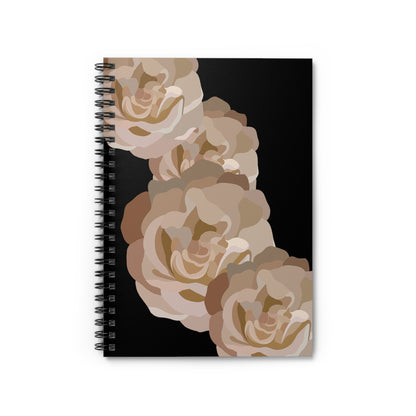 Neutral and Black Floral Print Spiral Notebook