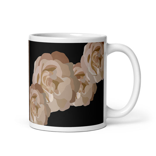 Neutral and Black Floral Mug